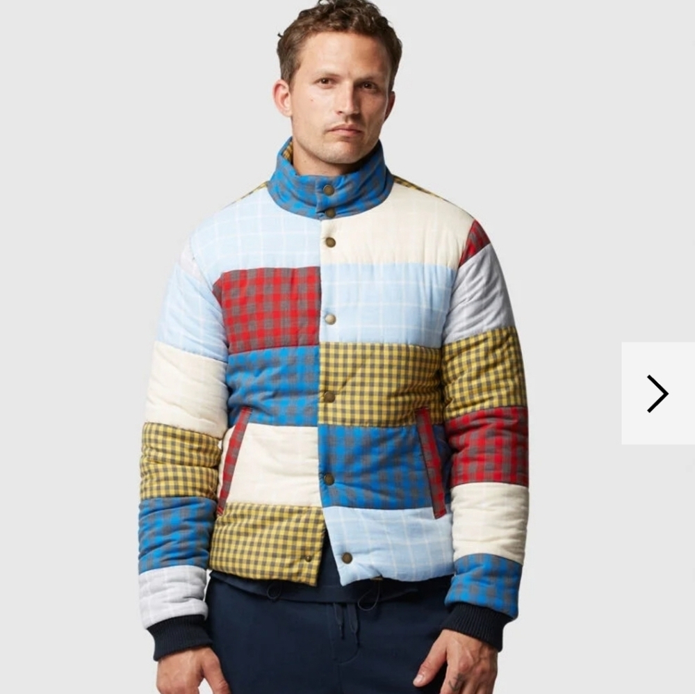 Rodd & Gunn, Men's Patchwork Quilted Jacket in Red, Blue, Yellow, Cream